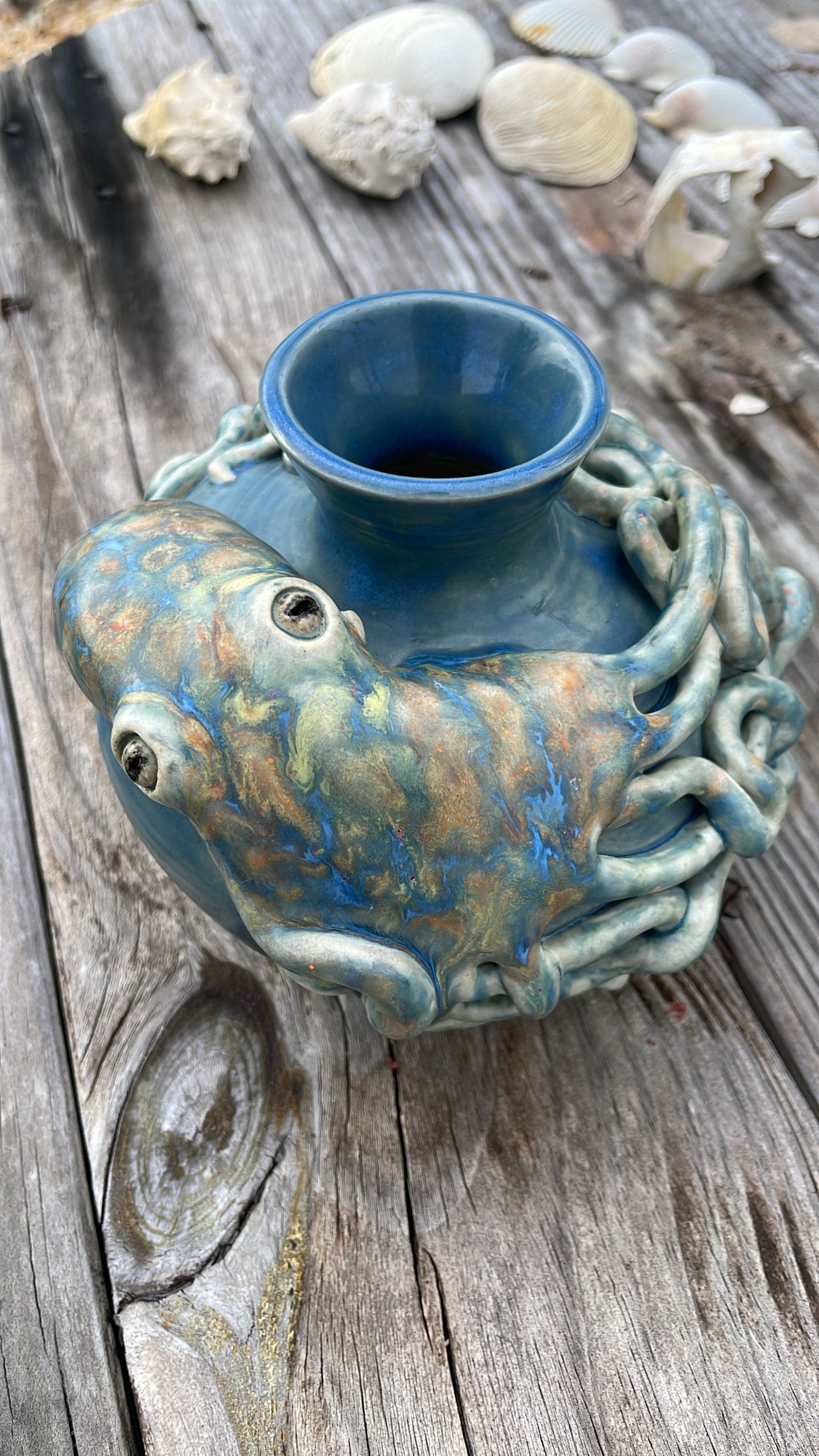 Blue Octopus Vase