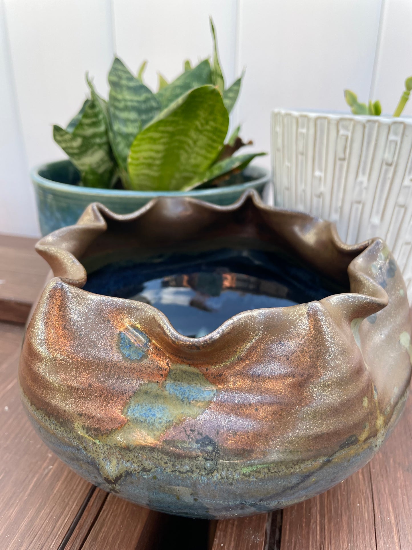 Ruffled Copper Bowl