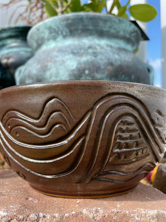 Carved copper glaze bowl