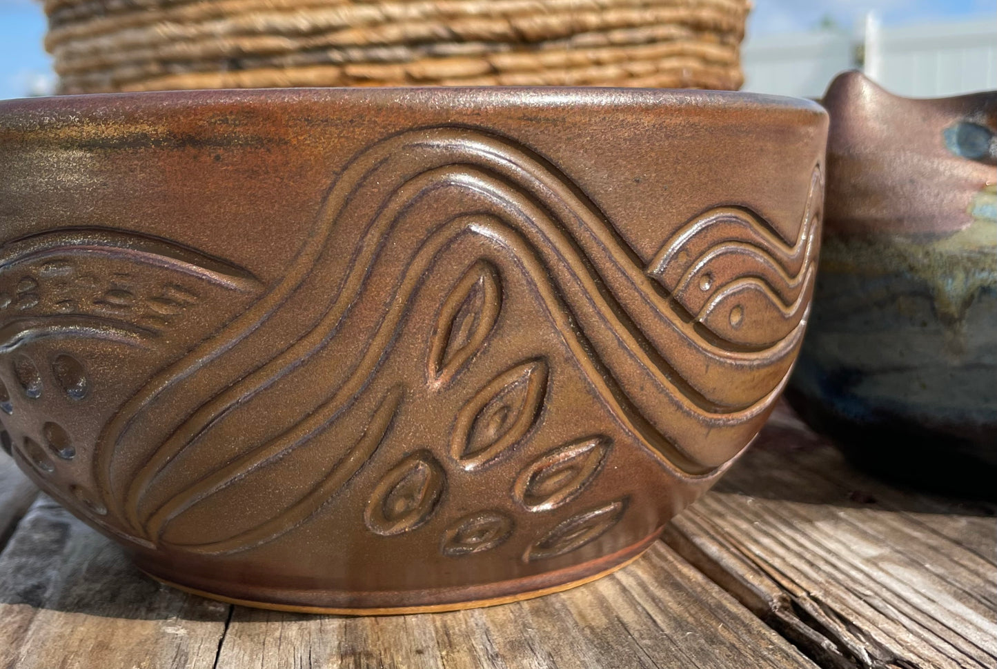 Carved copper glaze bowl