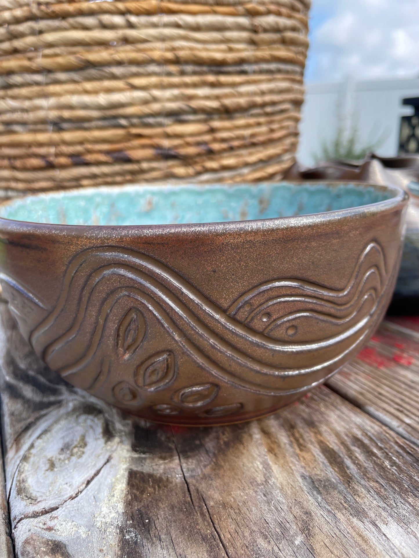 Carved copper glaze bowl