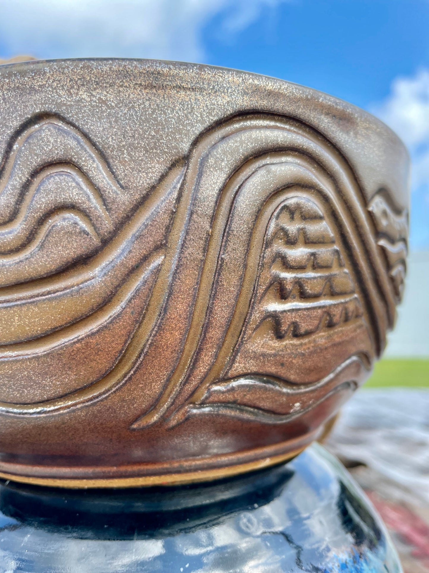 Carved copper glaze bowl