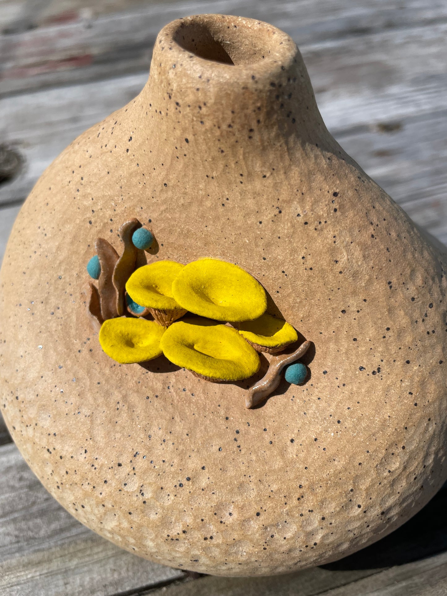 Blue Mushroom Yellow Mushroom Vase