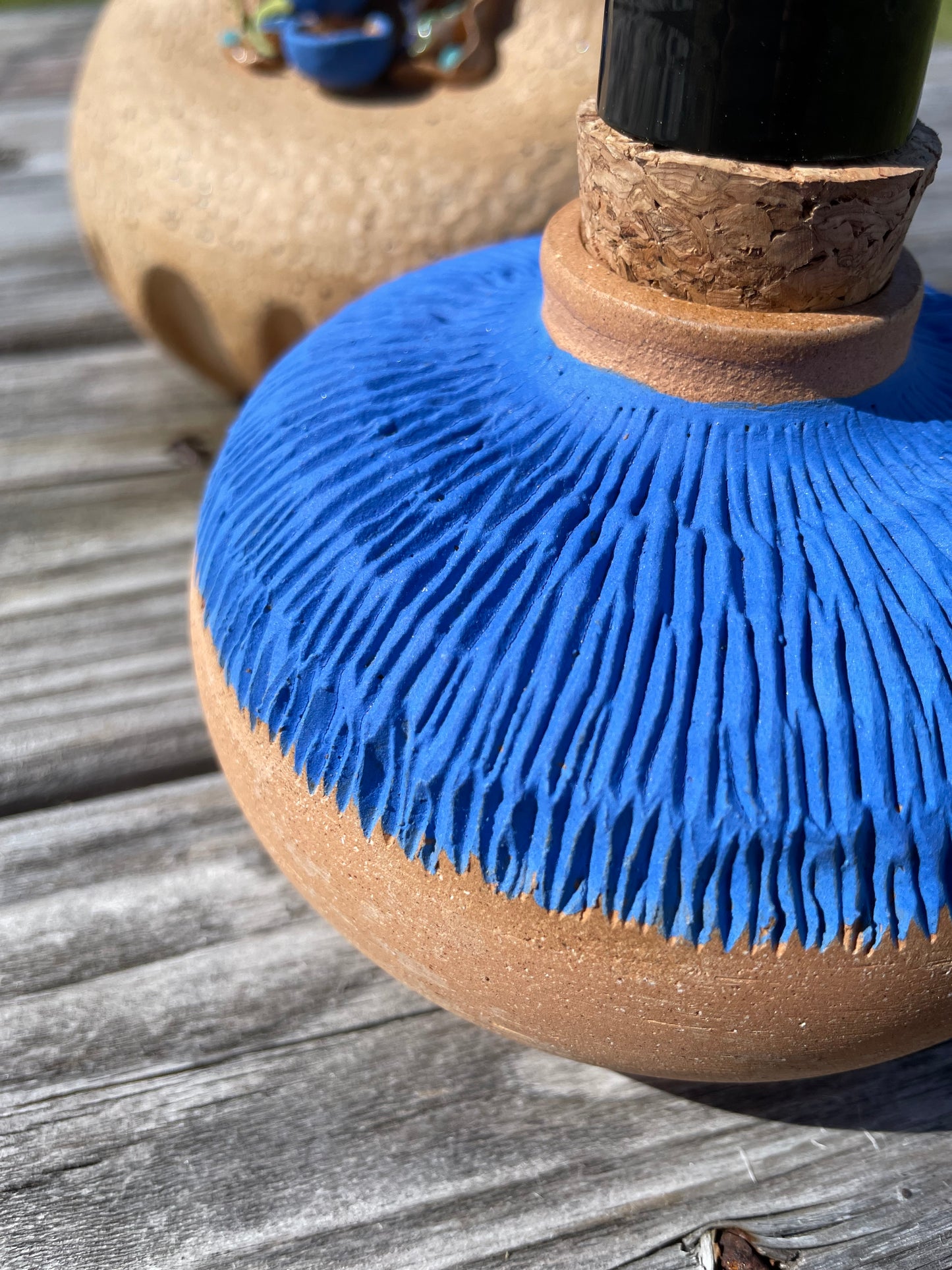 Electric Blue Bottle with Cork Dispenser