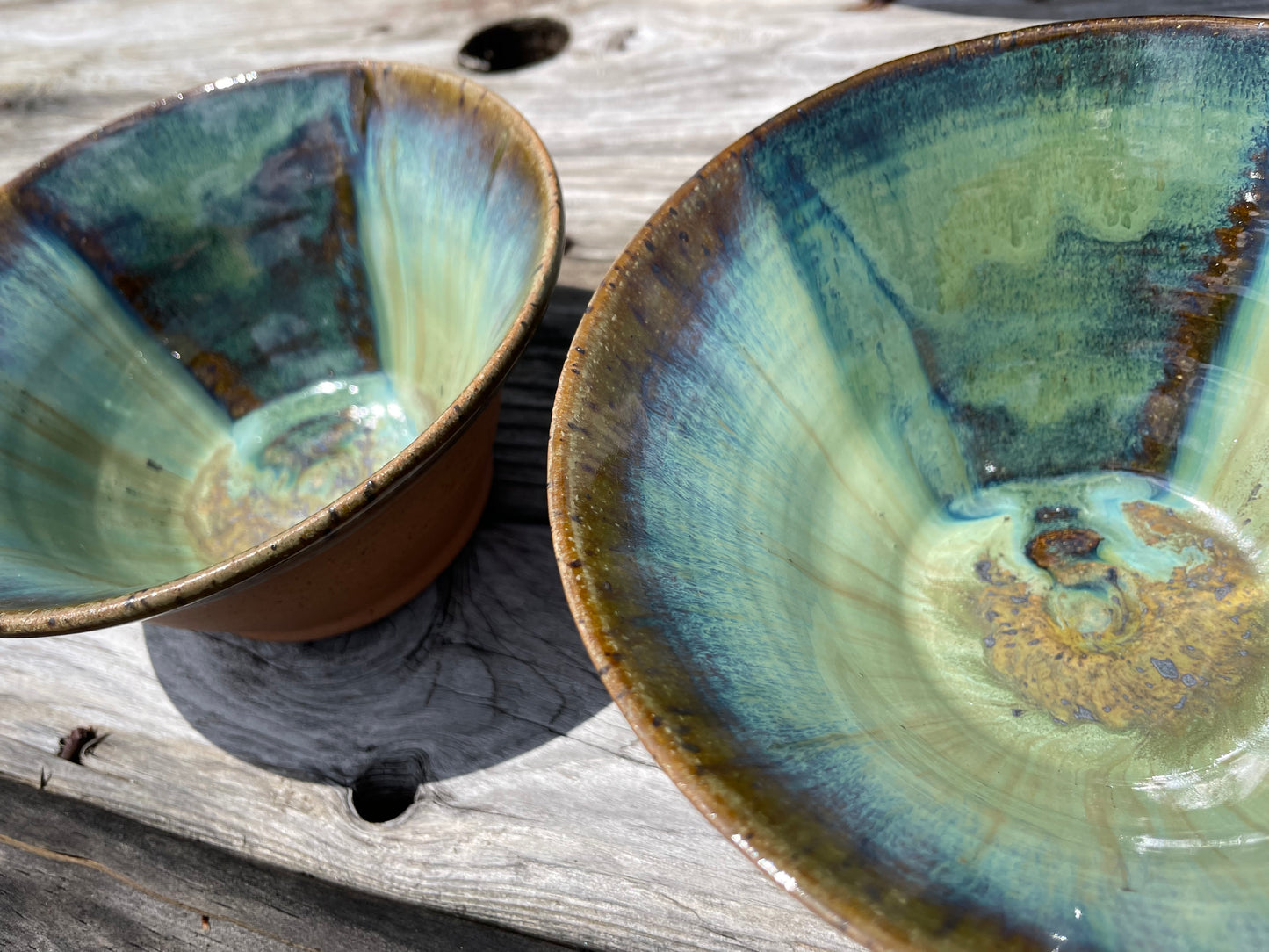 Green V-Bowl Set of 2