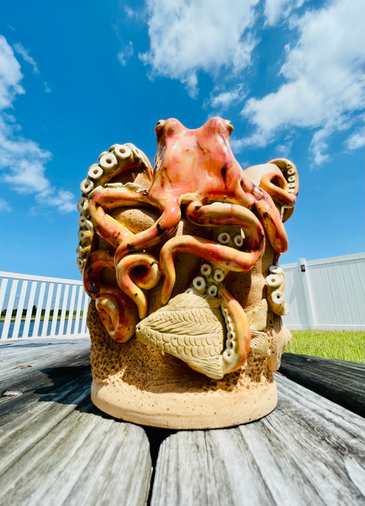 Coral Octopus Vase