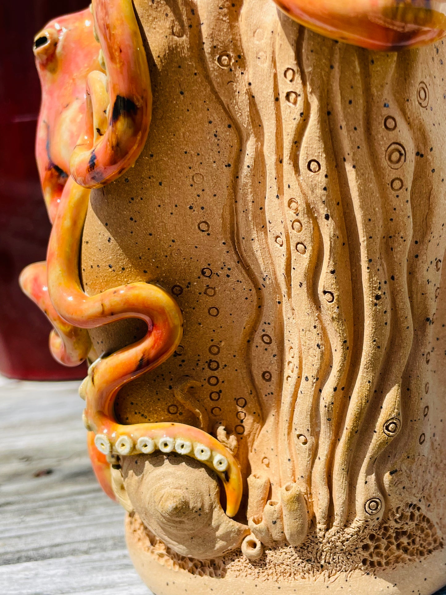 Coral Octopus Vase