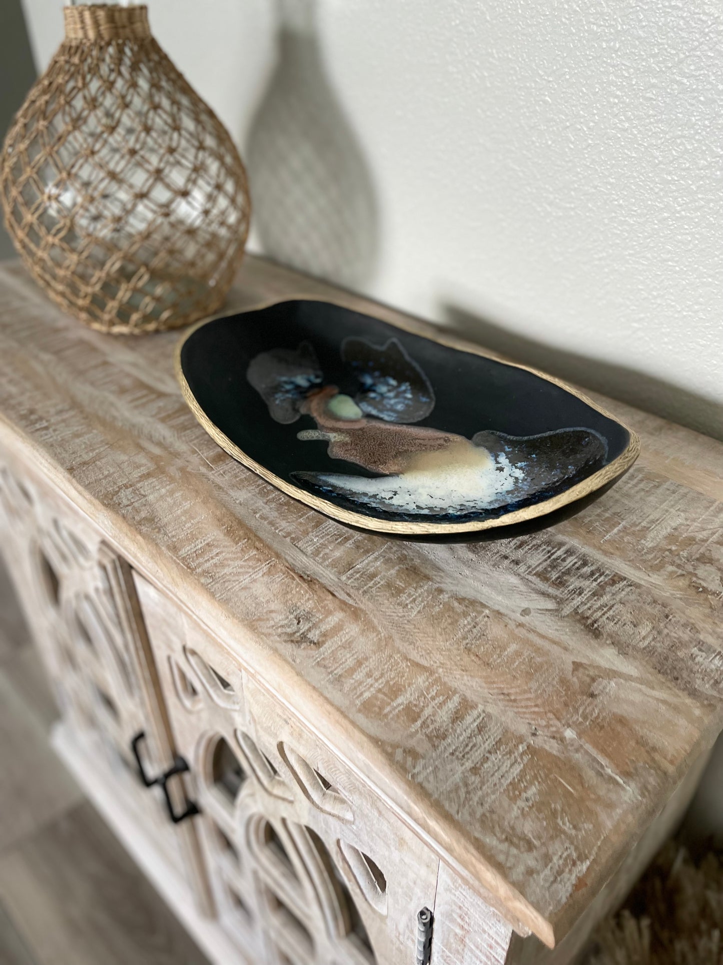 Organic Shapes Rustic Bowl - Black Galaxy