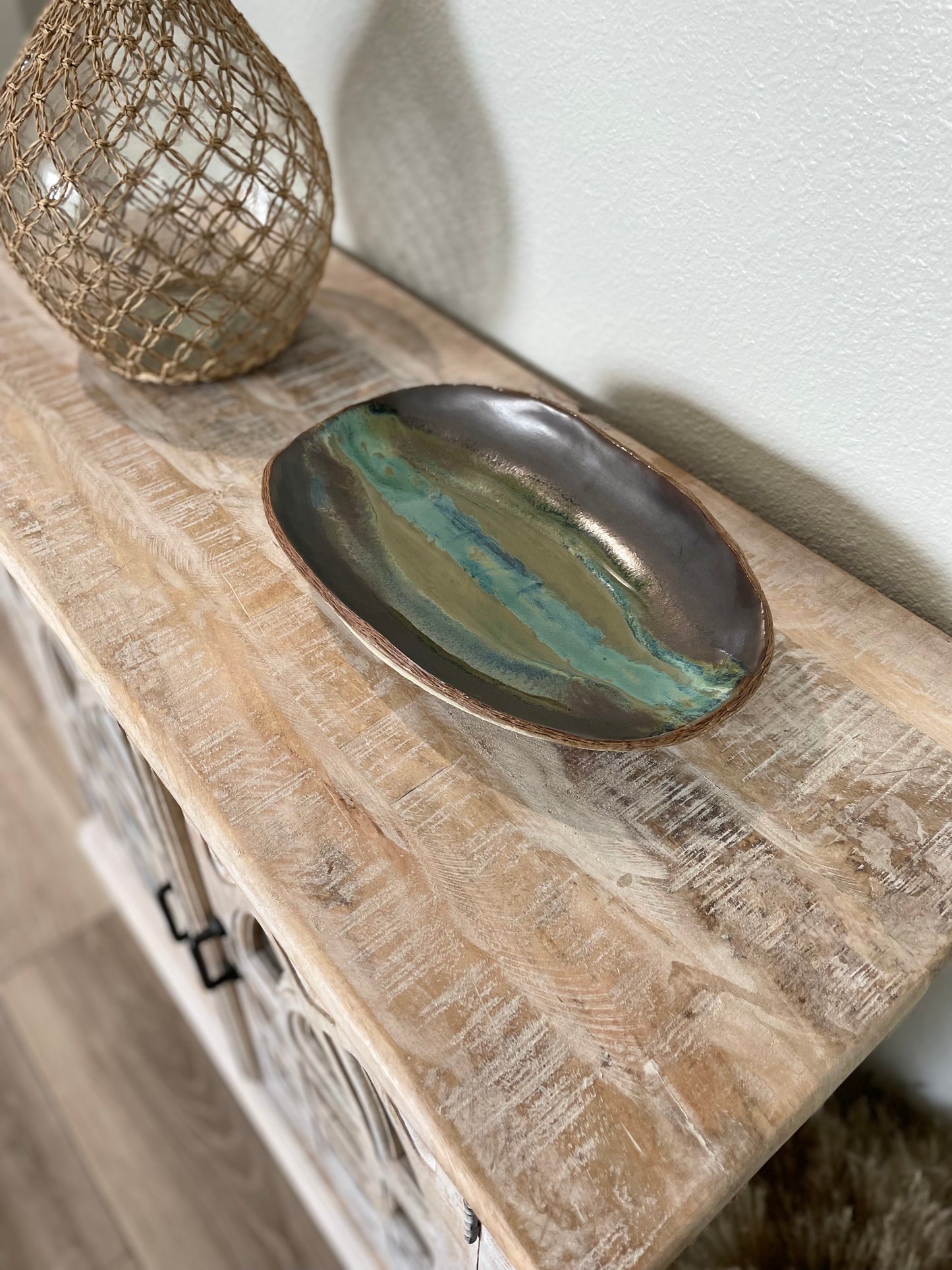 Organic Shapes Rustic Bowl - Walnut Green