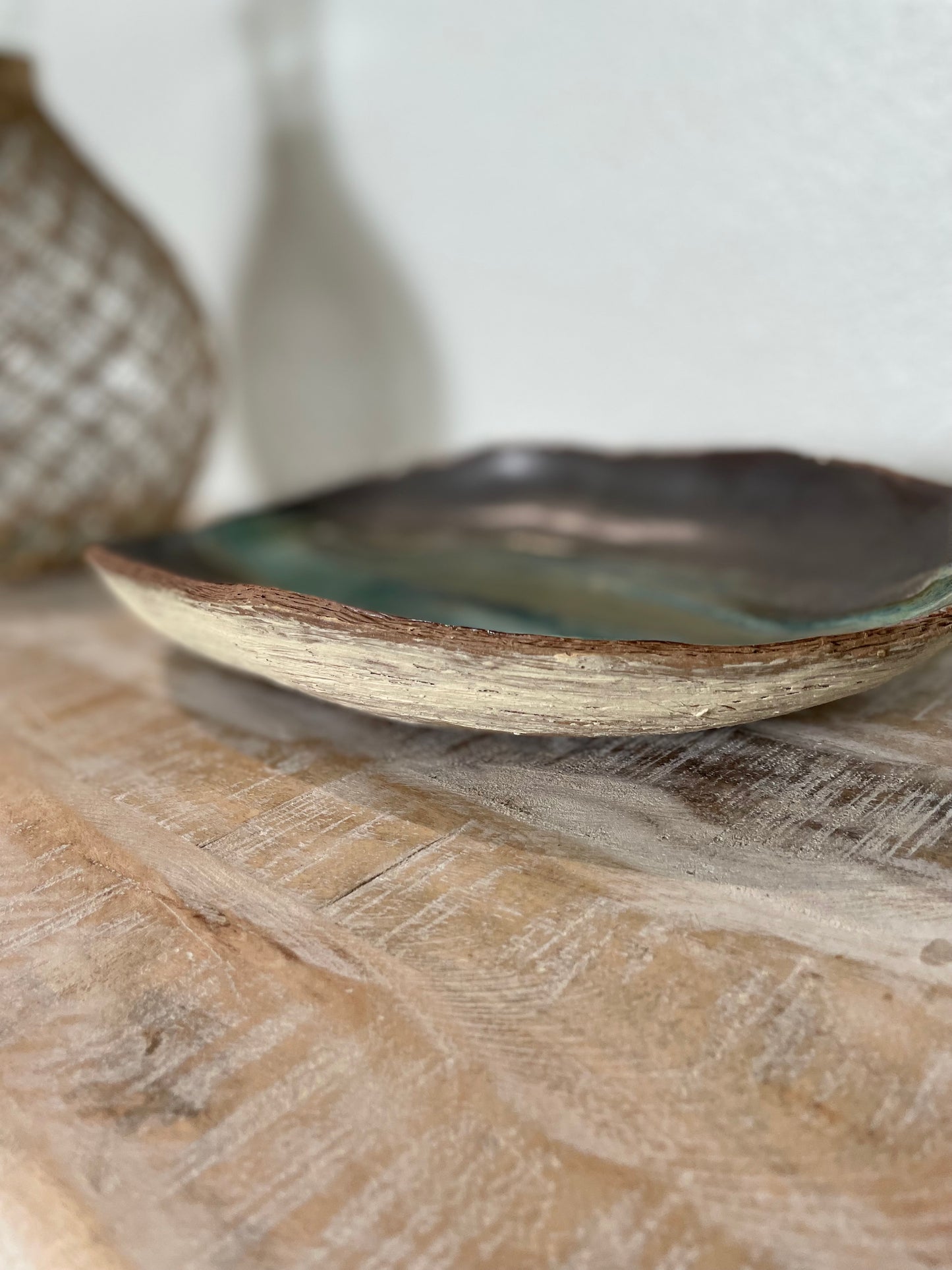 Organic Shapes Rustic Bowl - Walnut Green