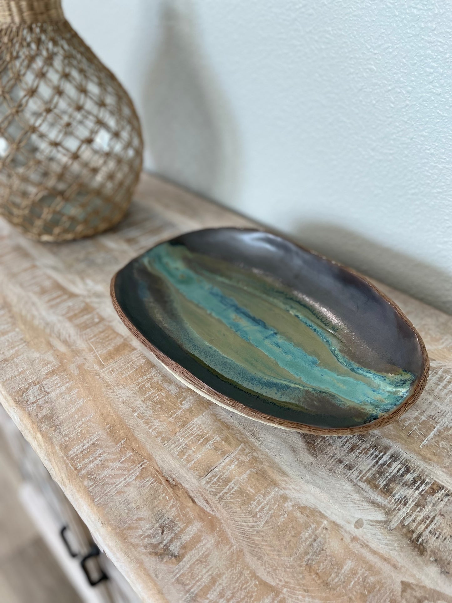 Organic Shapes Rustic Bowl - Walnut Green